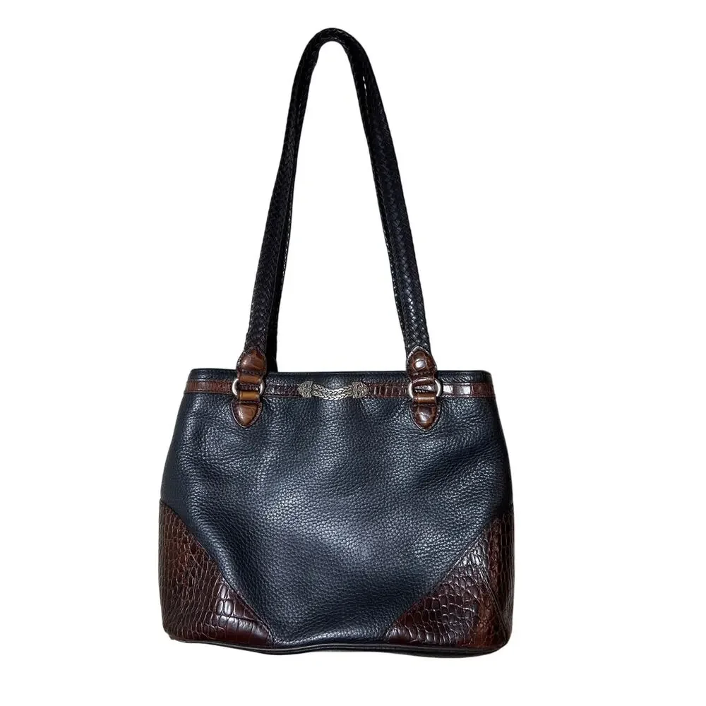 Brighton Classic Brown Croc and Black shoulder bag